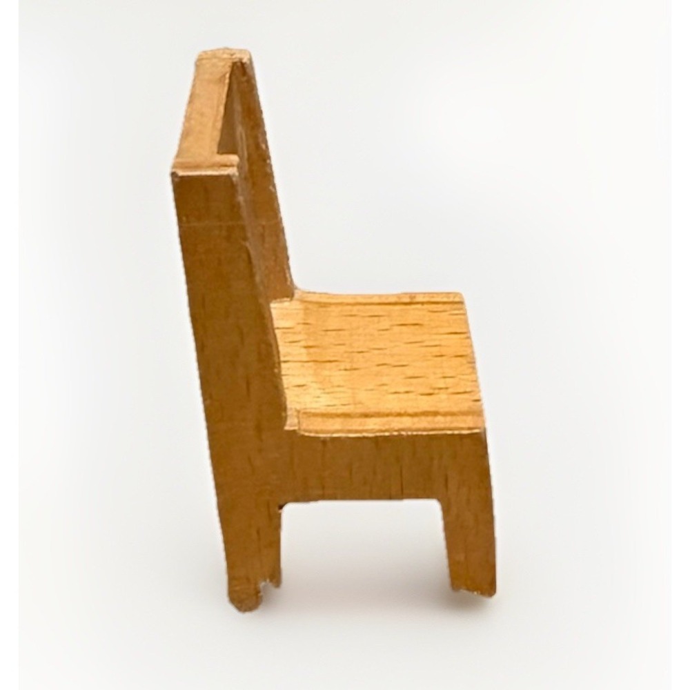 Handcrafted Miniature Wooden Chair Natural Grain Rustic Dollhouse Furniture - Picture 6 of 6